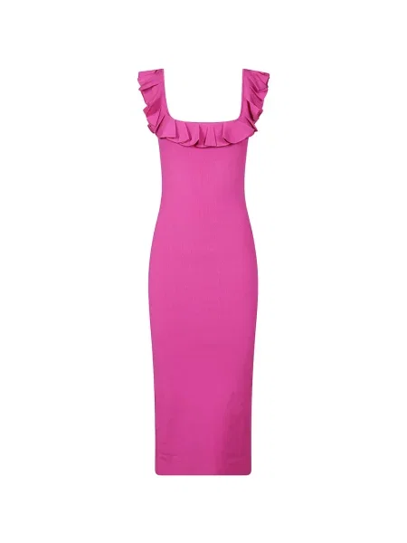 Rochie midi Michael Kors cu volane de costum roz