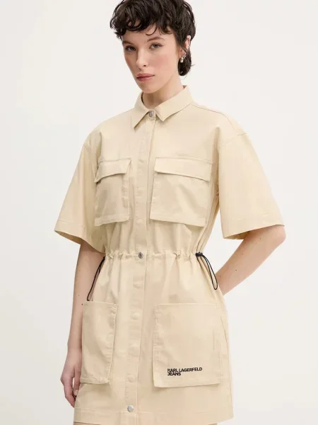 Karl Lagerfeld Jeans sukienka mini prosta beżowy