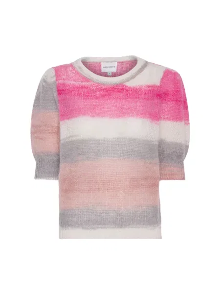Krótki sweter American Dreams wełniany z krótkim rękawem różowy