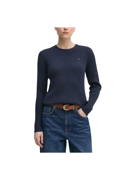 Sweter Tommy Hilfiger Co Cable Fine Gg C-Nk Ls Sweater Dark Night Navy XS granatowy