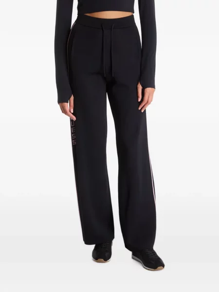 Pantaloni Guess cu dungi alergare cu autograf negru