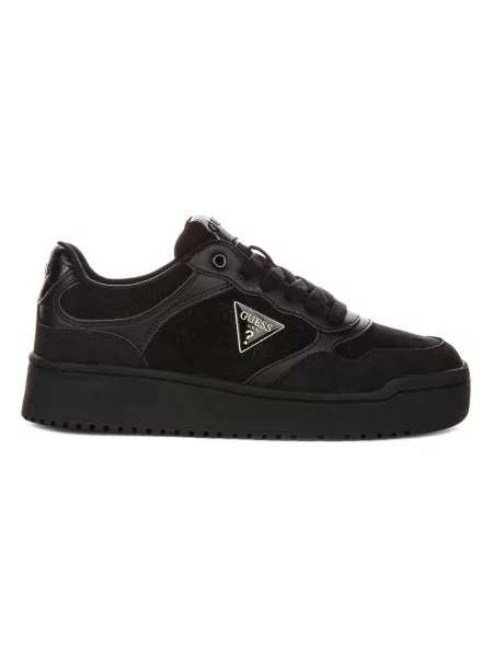 Sneakersy Guess ze sztucznego futra czarne