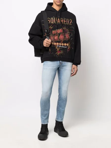Hanorac cu glugă Dsquared2 cu imagine negru