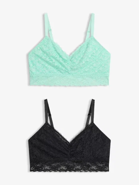 Biustonosz bustier z miękką koronką 2 szt. czarny