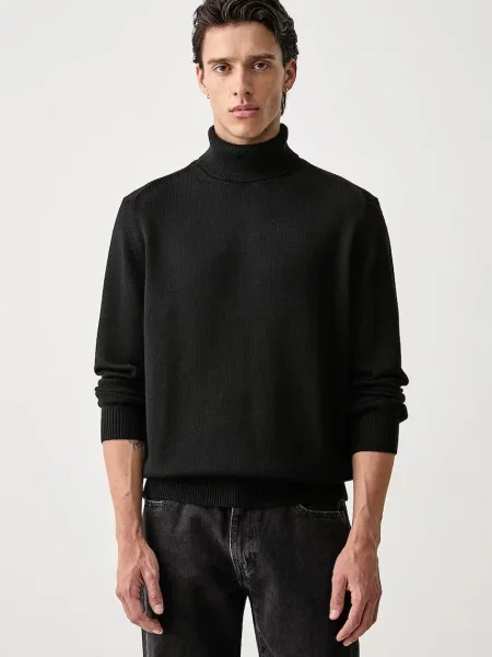 Geacă Armani Exchange de lână cu guler înalt negru