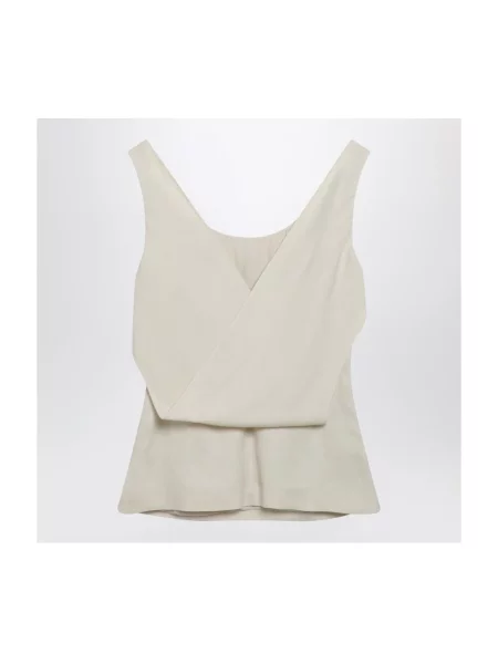 Lniany top Brunello Cucinelli biały