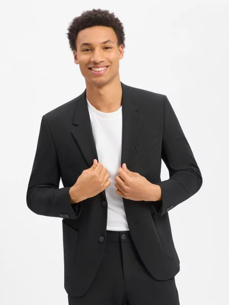 S.Oliver BLACK LABEL marynarka z zestawu modułowego Mężczyźni Comfort Fit Sztuczne włókno 44 czarny