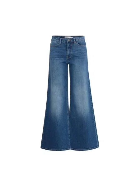 Szerokie jeansy dzwony Ichi niebieskie