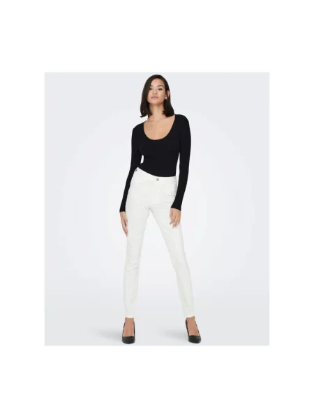 Skinny jeansy skinny Jacqueline De Yong białe