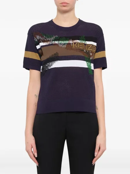 Pulover Kenzo cu broderie albastru