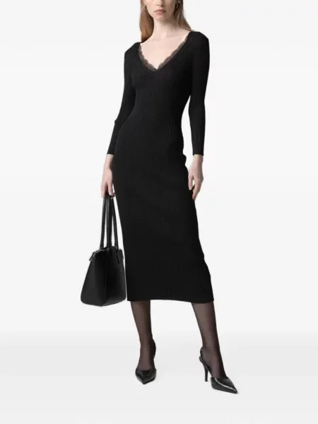 Rochie midi Gaëlle Paris tricotate negru