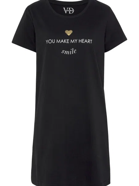 VIVANCE Spalna srajca Dreams zlata / črna bela