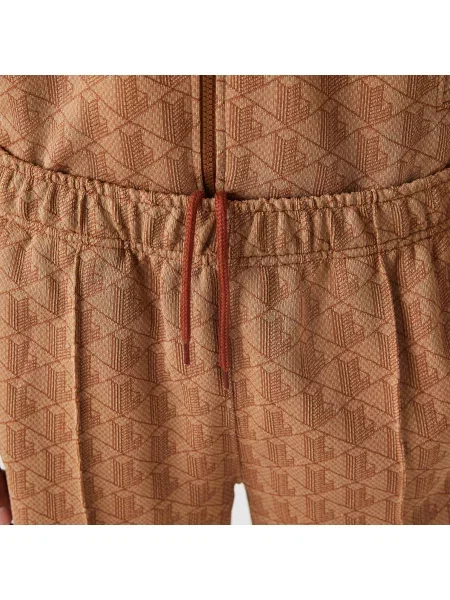 Lacoste Spodnie Dresowe Z Nadrukiem Monogramu brązowe