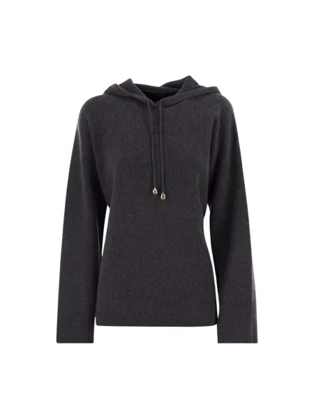 Bluza z kapturem Fabiana Filippi wełniana z kapturem szara