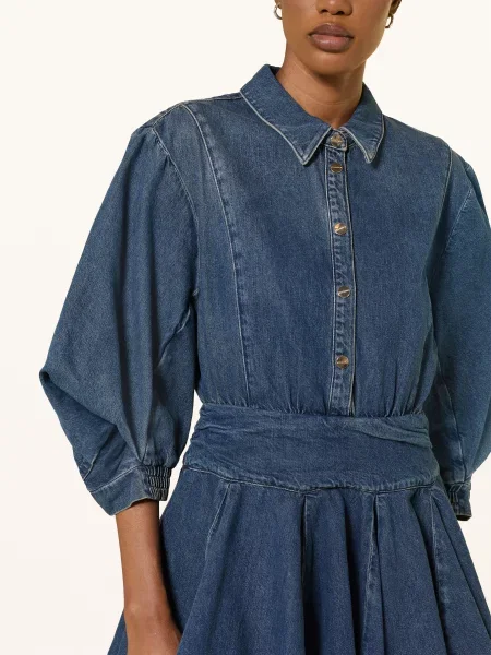 AllSaints sukienka rozkloszowana jeansowa ARLO niebieska