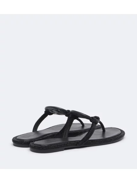 Chiloți tanga Tory Burch din piele negru