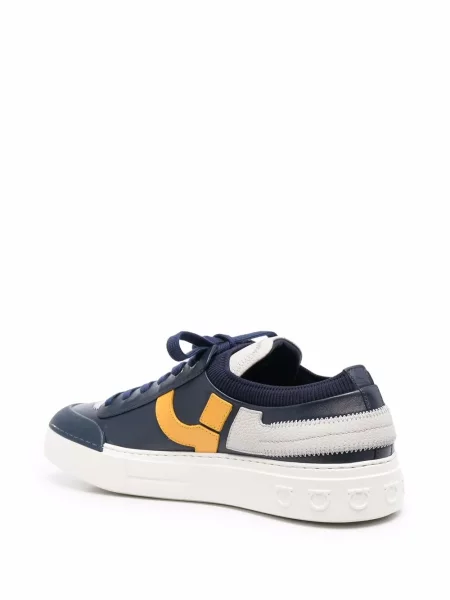 Sneakerși Ferragamo cu șireturi cu imagine din dantelă albastru