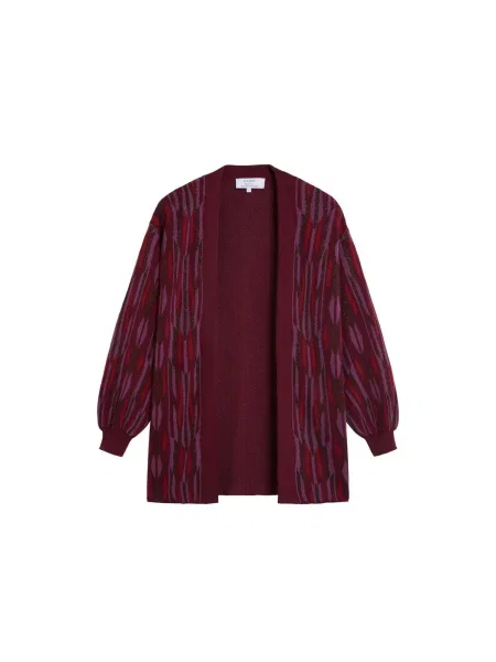 Scalpers Geacă tricotată ciocolatiu / ciclam bordeaux roșu