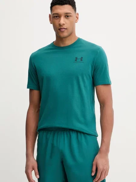Under Armour tréninkové tričko s bavlnou SPORTSTYLE LEFT CHEST zelené