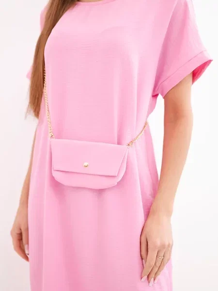 Rochie mini Kesi Włoski cu mâneci scurte roz