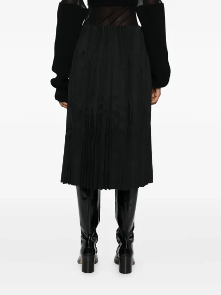 Fusta plisata Comme Des Garçons plisată până la genunchi negru