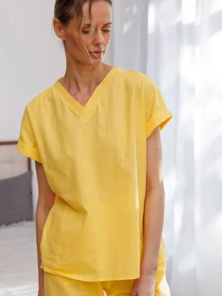 Однотонная блузка Leinle желтая