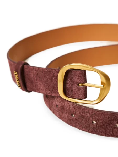 Curea Twinset din piele de căprioară cu imagine violet