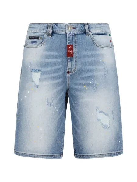 Pantaloni scurți Philipp Plein zdrențuiți albastru