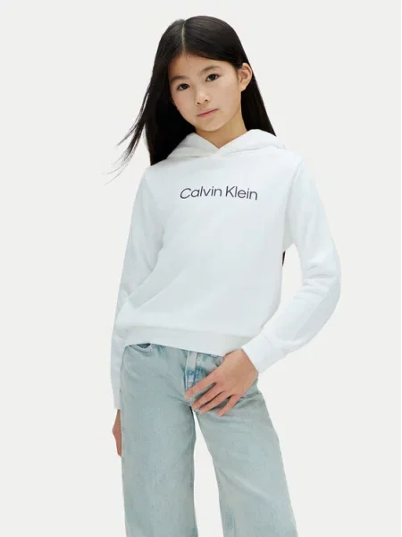 Calvin Klein Mikina S Kapucí bílá