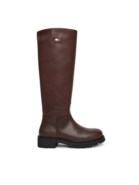 Čižmy Tommy Jeans Tjw Stretchy Long Shaft Boot hnedá