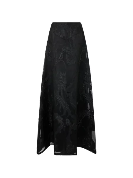 Fusta maxi Alberta Ferretti cu model floral din jacard negru