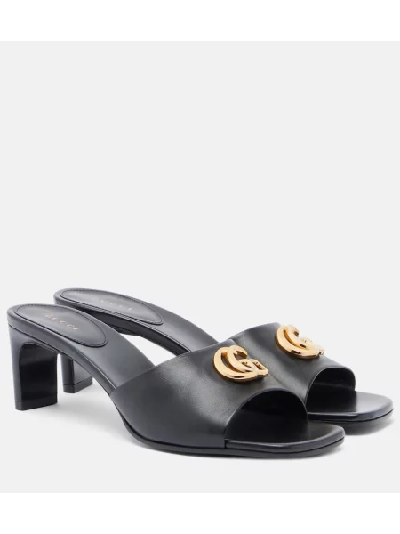 Papuci tip mules Gucci din piele negru