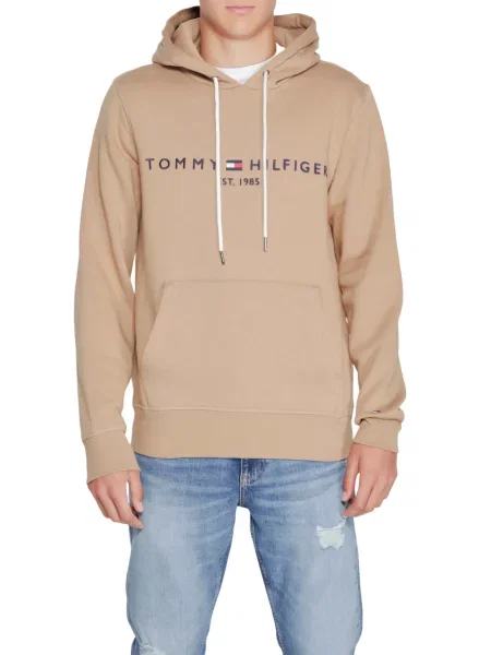 Bluza z kapturem Tommy Hilfiger z kapturem z logo beżowa