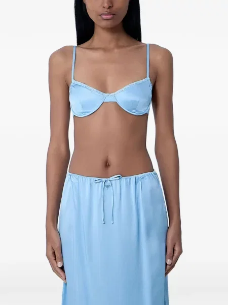 Sutien bralette Prada din satin albastru