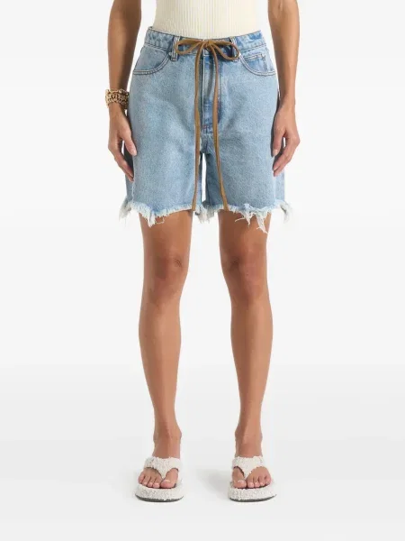 Pantaloni scurți din denim Manière De Voir zdrențuiți albastru