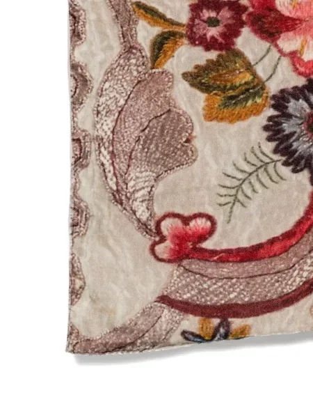 Fular Claudio Cutuli de catifea cu model floral gri