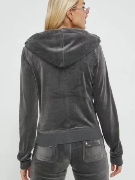 Mikina Juicy Couture s kapucí hladká šedá