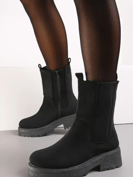 Botine din Imitatie de Camos cu Talpa Antiderapanta Ateaga negre