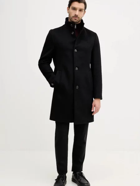 Kabát s příměsí vlny Tommy Hilfiger černá