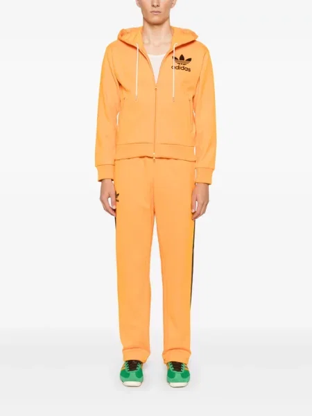 Hanorac din fleece Adidas cu glugă roșu