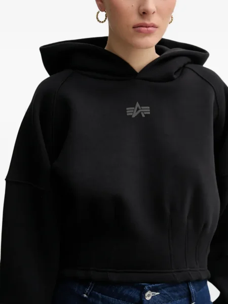 Hanorac cu glugă Alpha Industries cu imagine negru