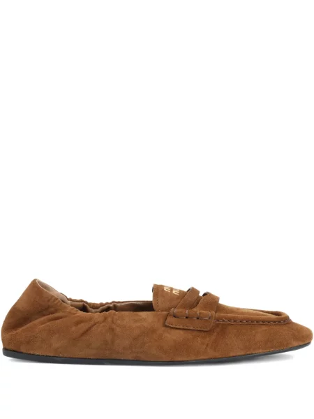 Pantofi loafer Miu Miu din piele de căprioară maro