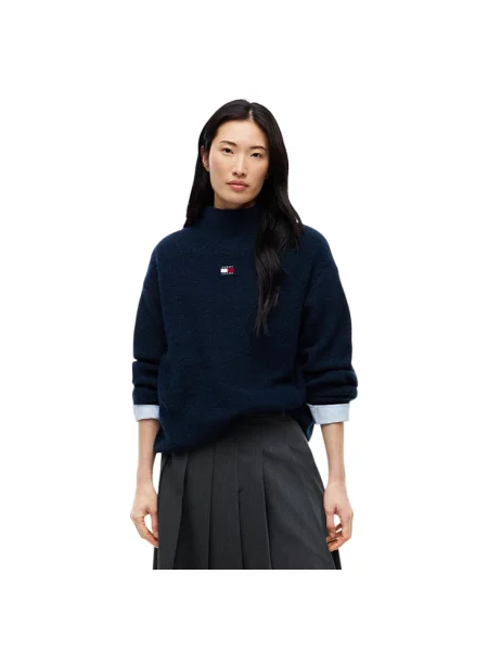 Tommy Jeans Sweter Badge Granatowy niebieski