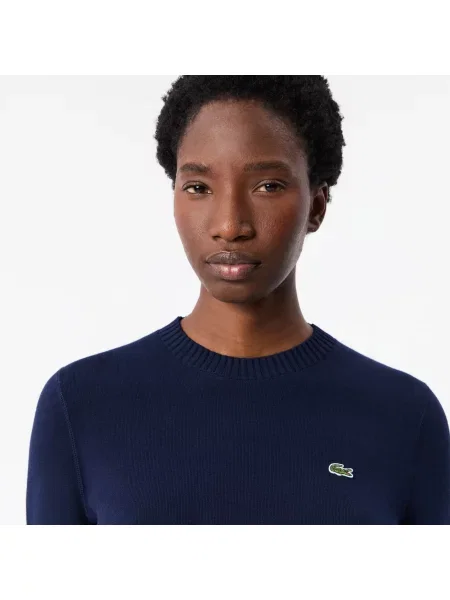 Lacoste Sweter Z Okrągłym Dekoltem granatowy