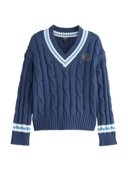 Next Pulover bleumarin alb