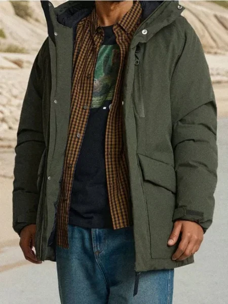 Sinsay Zateplená bunda s kapucí olivová