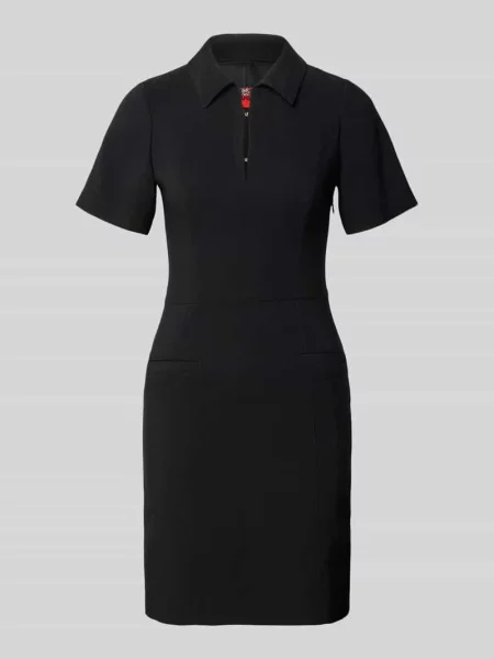 Sukienka etui dopasowana z kołnierzem z połami model ‘KALIMBA’ Hugo czarna
