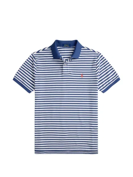 Krótka czapka z daszkiem Polo Ralph Lauren w jodełkę jednorzędowa niebieska