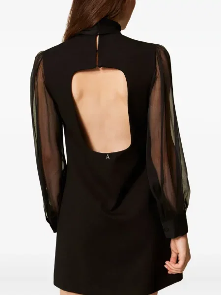 Rochie mini Twinset cu funde transparente de costum negru