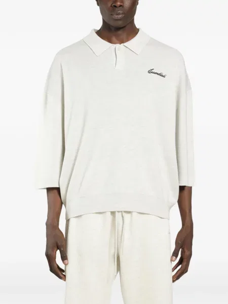 Tricou polo Fear Of God Essentials cu broderie alb